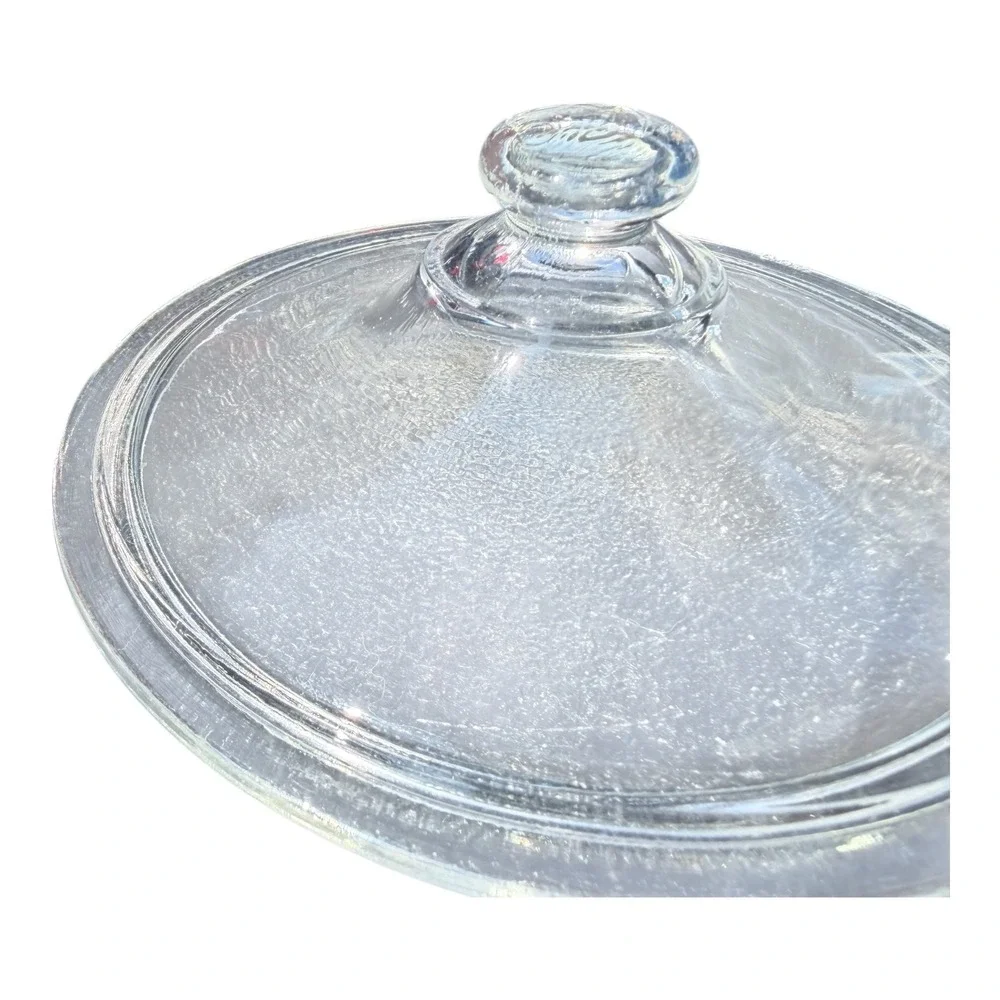 Fire King Casserole Dish 1 PT Clear Glass Round Lidded 405 USA VTG Kitchenware